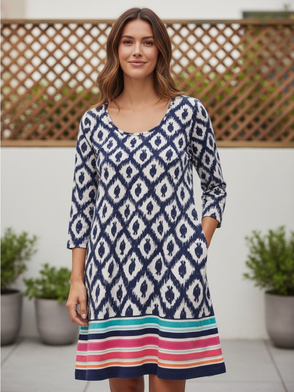 Lilly Pulitzer Navy and White Ikat Print Dress